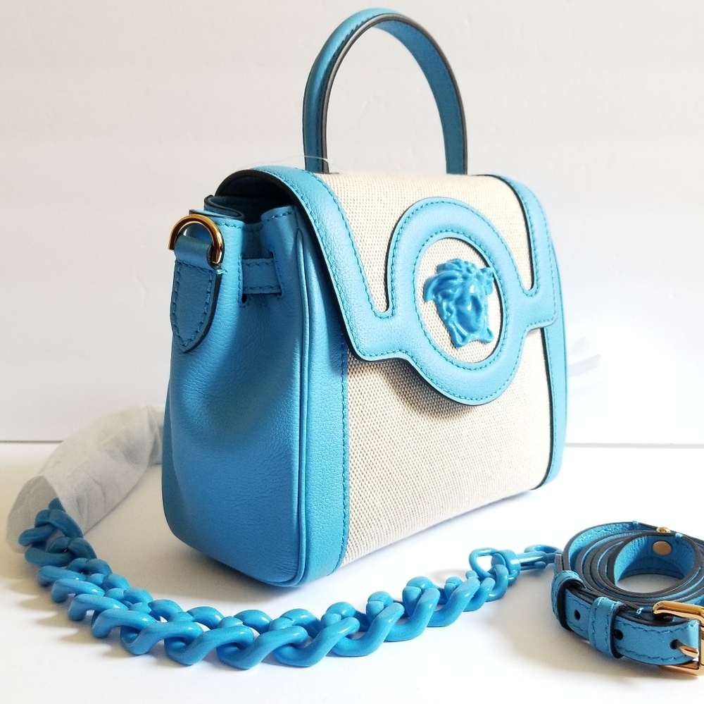 Versace Small La Medusa Canvas Leather Top Handle Crossbody Bag - Picture 3 of 14
